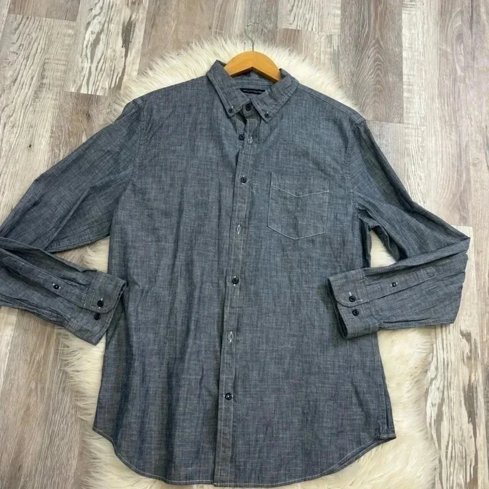 NWT Men’s Banana Republic grant long sleeve dark denim Shirt sz Large